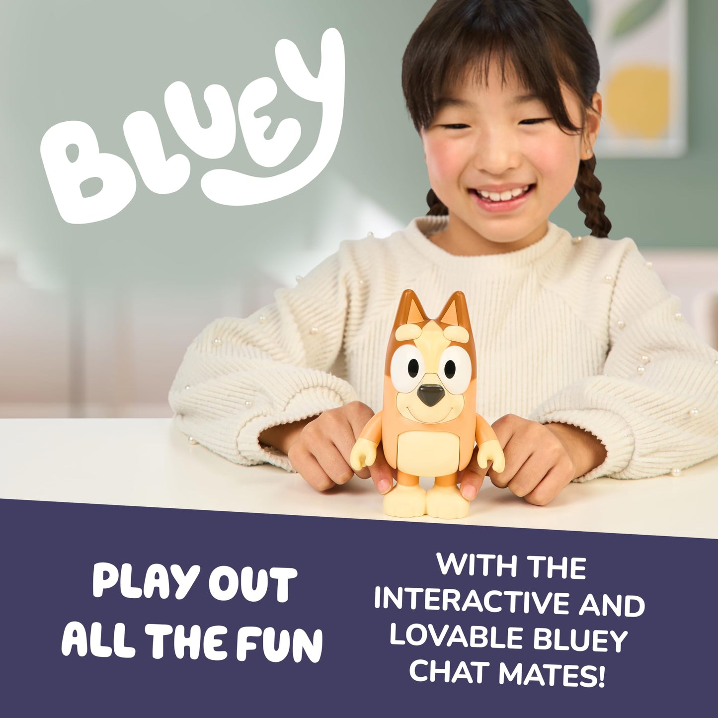 Bluey Talking Toy Chat Mates Playset, Articulated, Talking Kids Toy with 10 Iconic Phrases, Interactive Play Toys Figures Set for Kids, Ages 3+