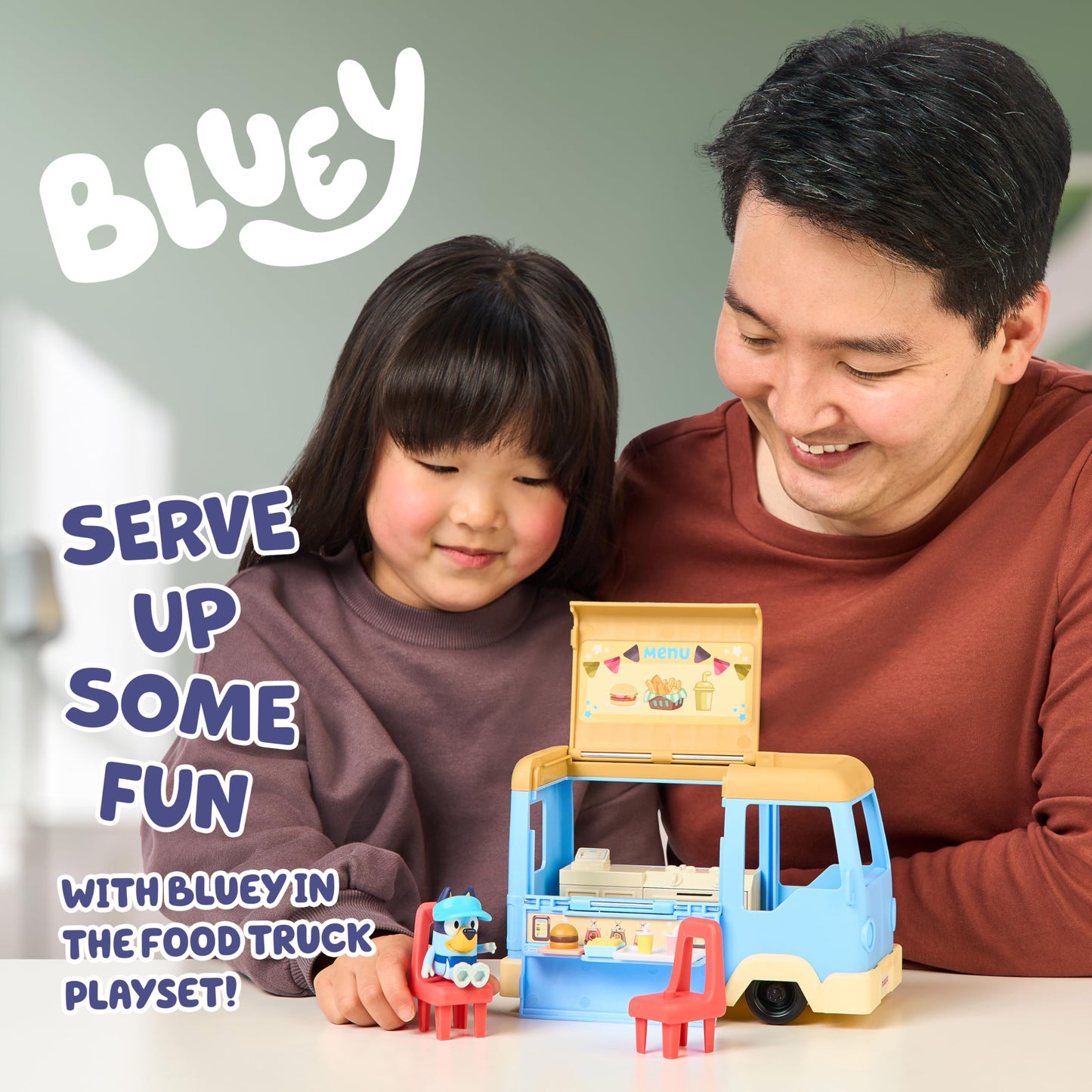 Bluey Let’s Play Chef Food Truck Playset, Convertible Food Truck Toy with 3” Articulated Apron Figure, Play Restaurant for Kids of Ages 3+