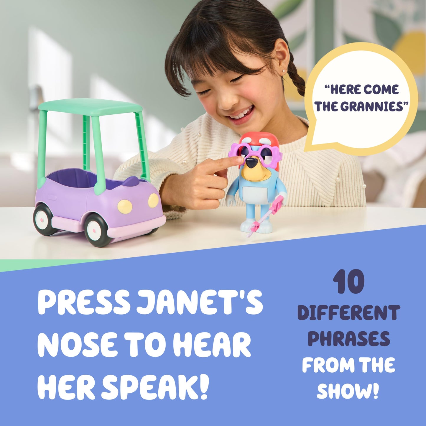 Bluey Talking Toy Chat Mates Playset, Articulated, Talking Kids Toy with 10 Iconic Phrases, Interactive Play Toys Figures Set for Kids, Ages 3+